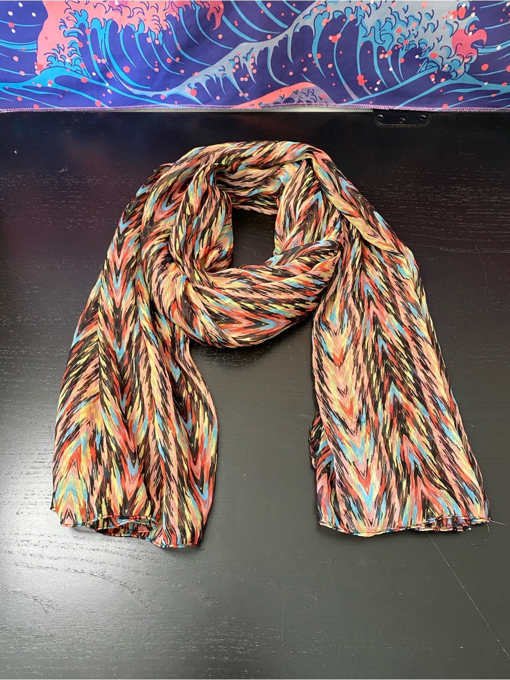 Multicolor Feather-Print Women's Scarf